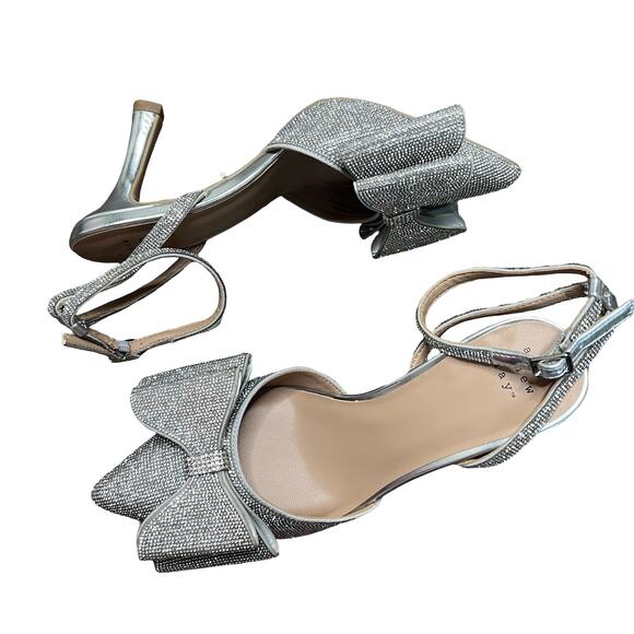 A NEW DAY Julia Rhinestone Bow Heels Silver - Picture 2 of 5